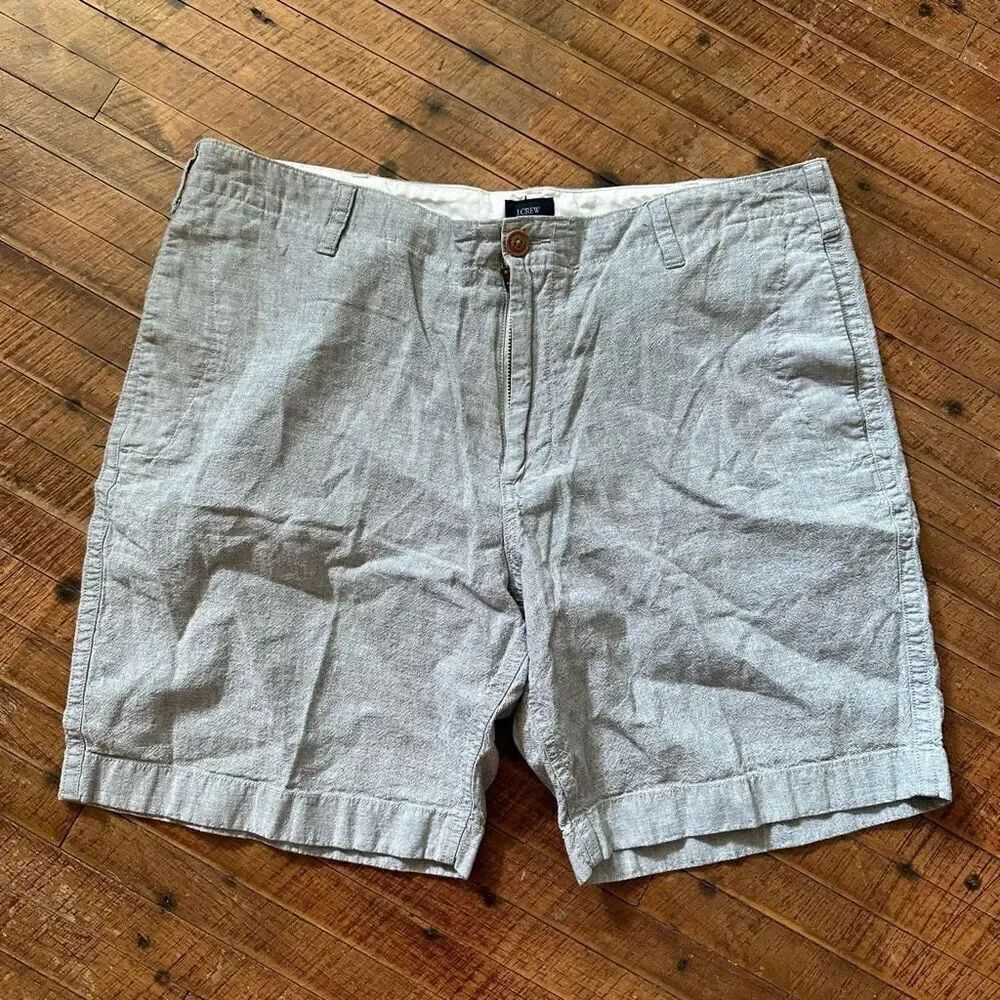 J Crew heathered gray flat front 38 preppy minimalist shorts